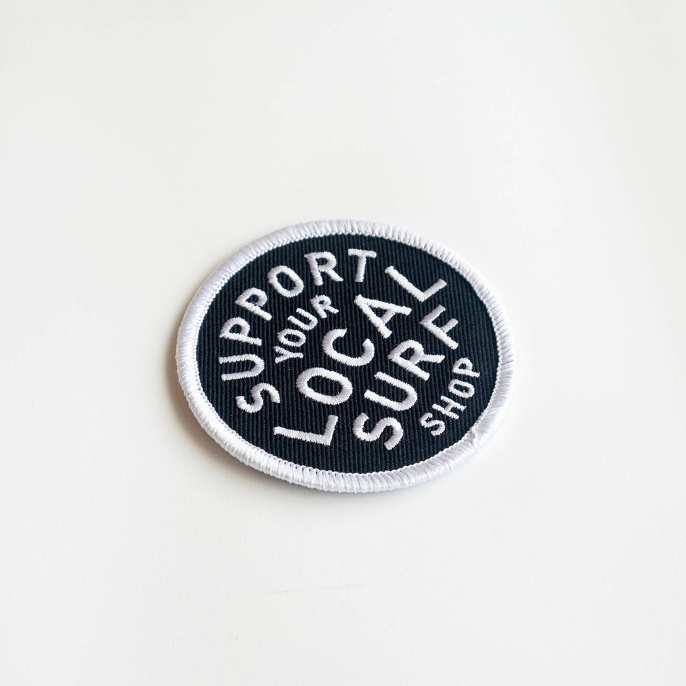 Union Made - Support Your Local Surf Shop Iron on Patch -  Black & White