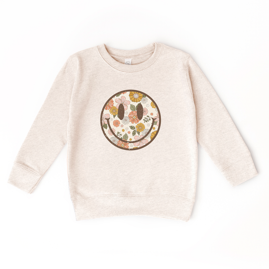 Floral Smiley Face | Girls Sweatshirt