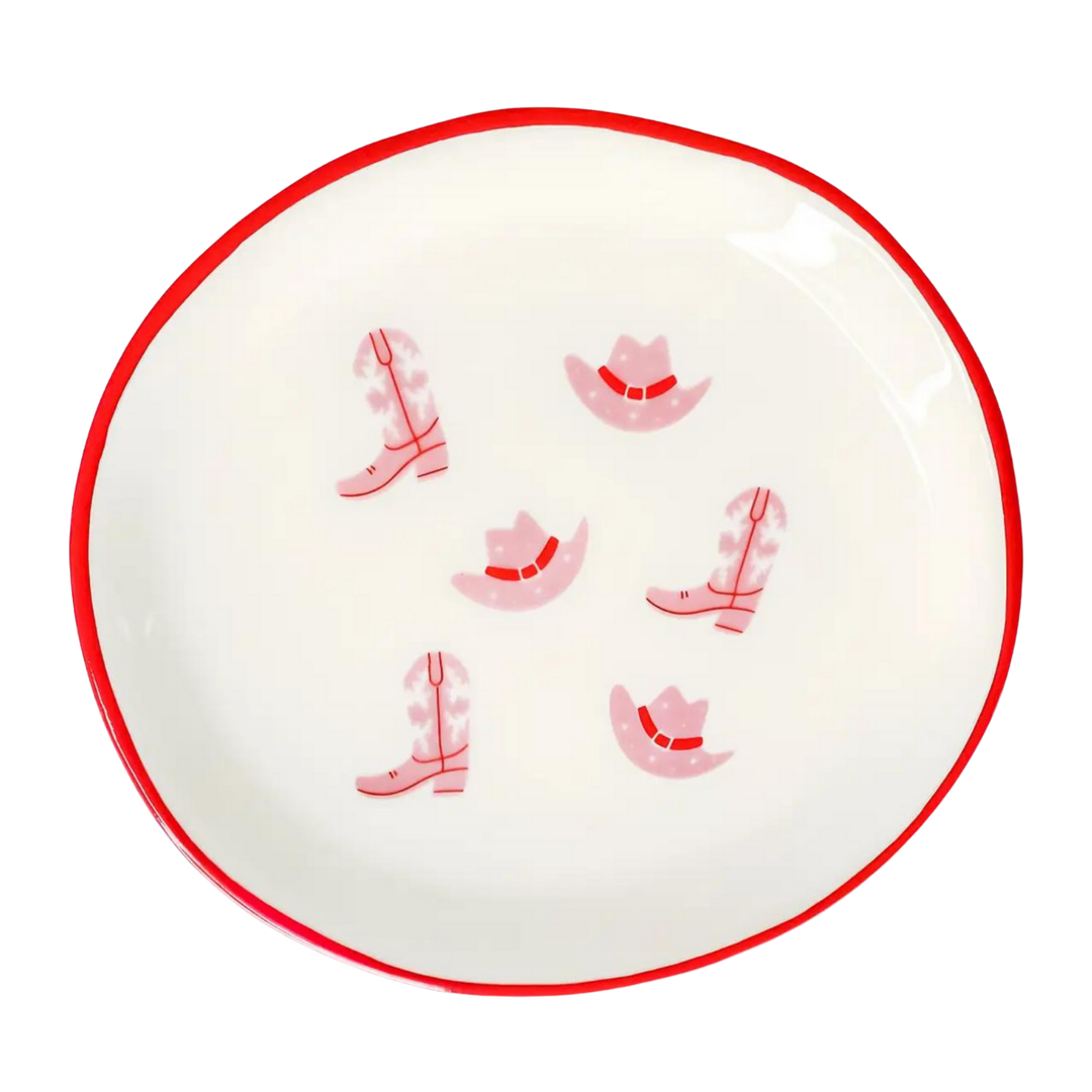 Properly Improper - Cowgirl Boot & Hat Round Trinket Tray