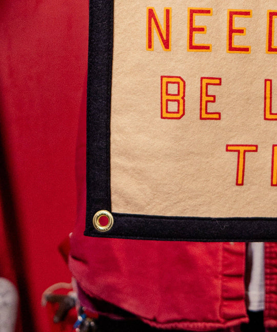 Give Me One Good Reason Why We Need To Be Like Them Camp Flag • Blink-182 x Oxford Pennant