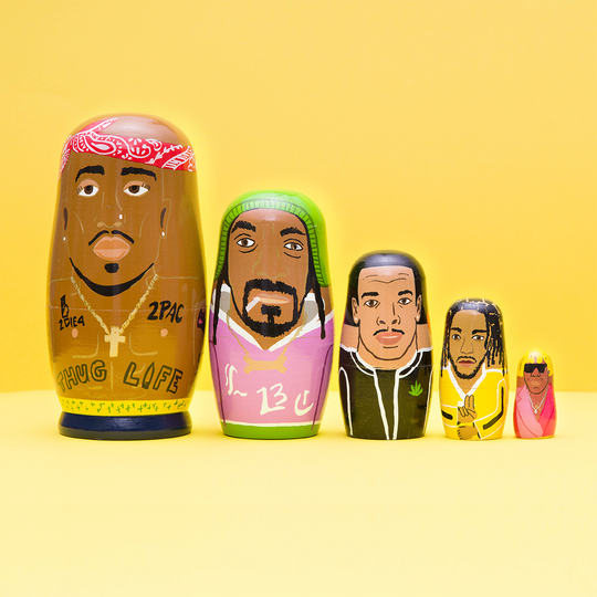 Larney + Babs - West Coast Rappers Wooden Nesting Doll Sets