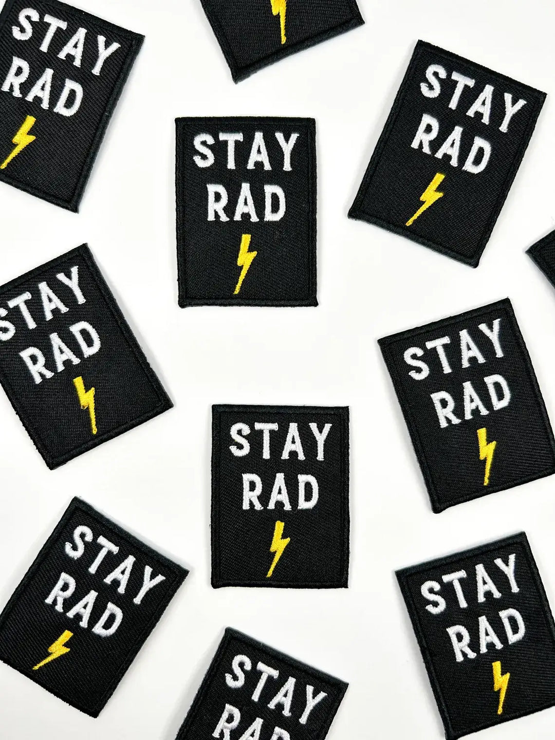 Field Trip Threads - Stay Rad Embroidered Iron-On Patch with Lightning Bolt Black
