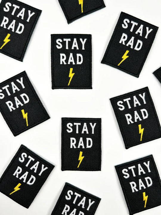 Field Trip Threads - Stay Rad Embroidered Iron-On Patch with Lightning Bolt Black
