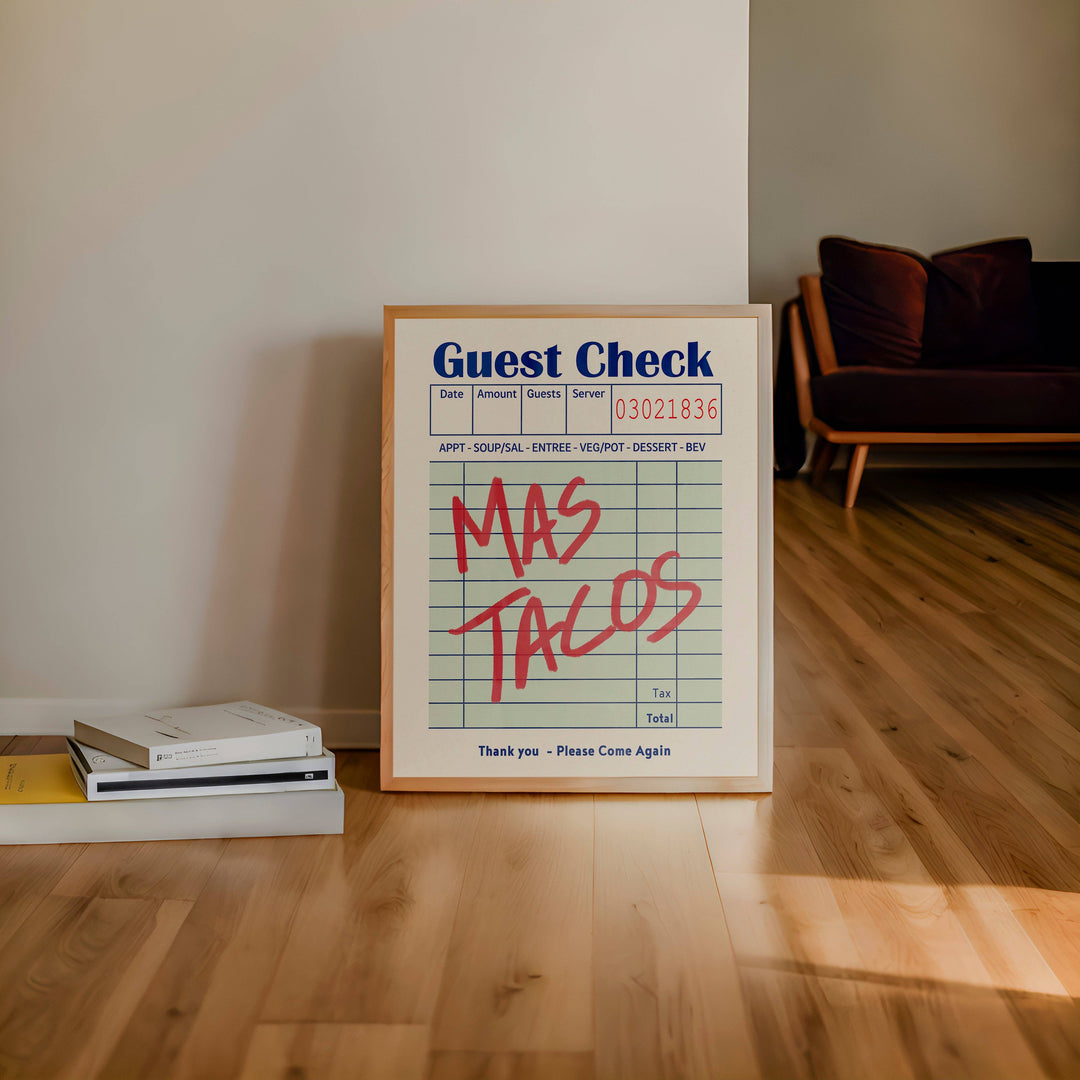 Tejas Country Club - Mas Tacos Guest Check Art Print Poster