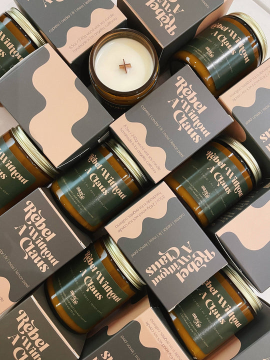 Rebel Without A Claus Candle