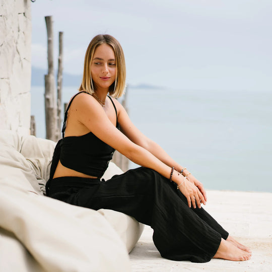 Lotus &amp; Luna Wide Leg Cotton Pants