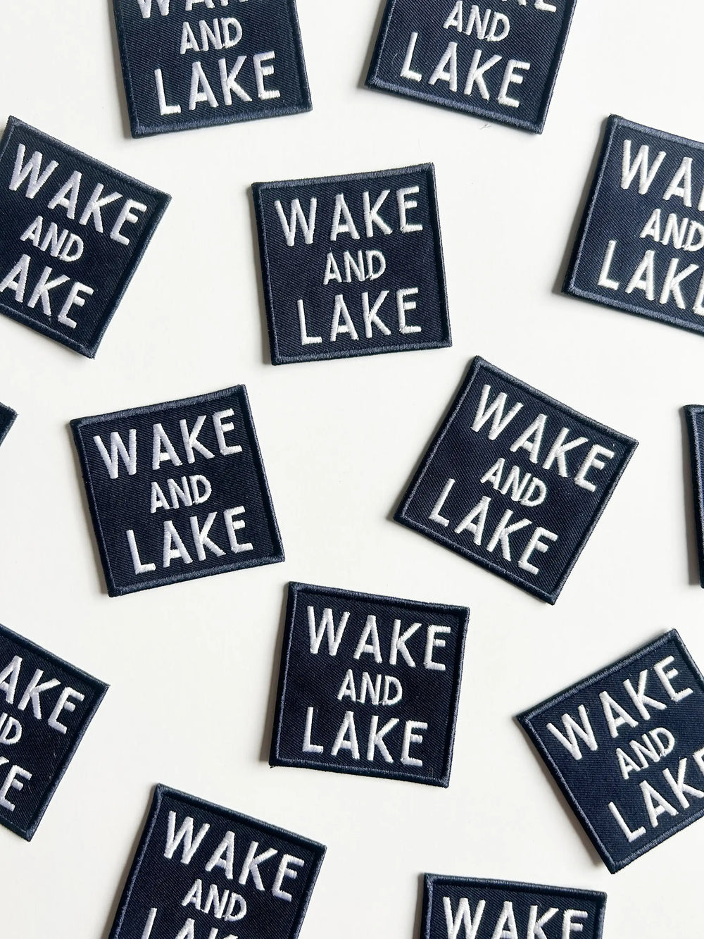Wake and Lake Navy Blue Embroidered Iron On Patch