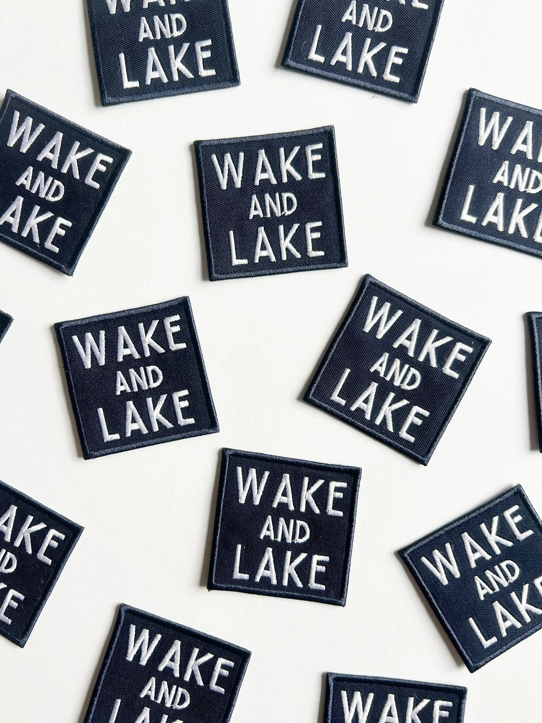 Wake and Lake Navy Blue Embroidered Iron On Patch