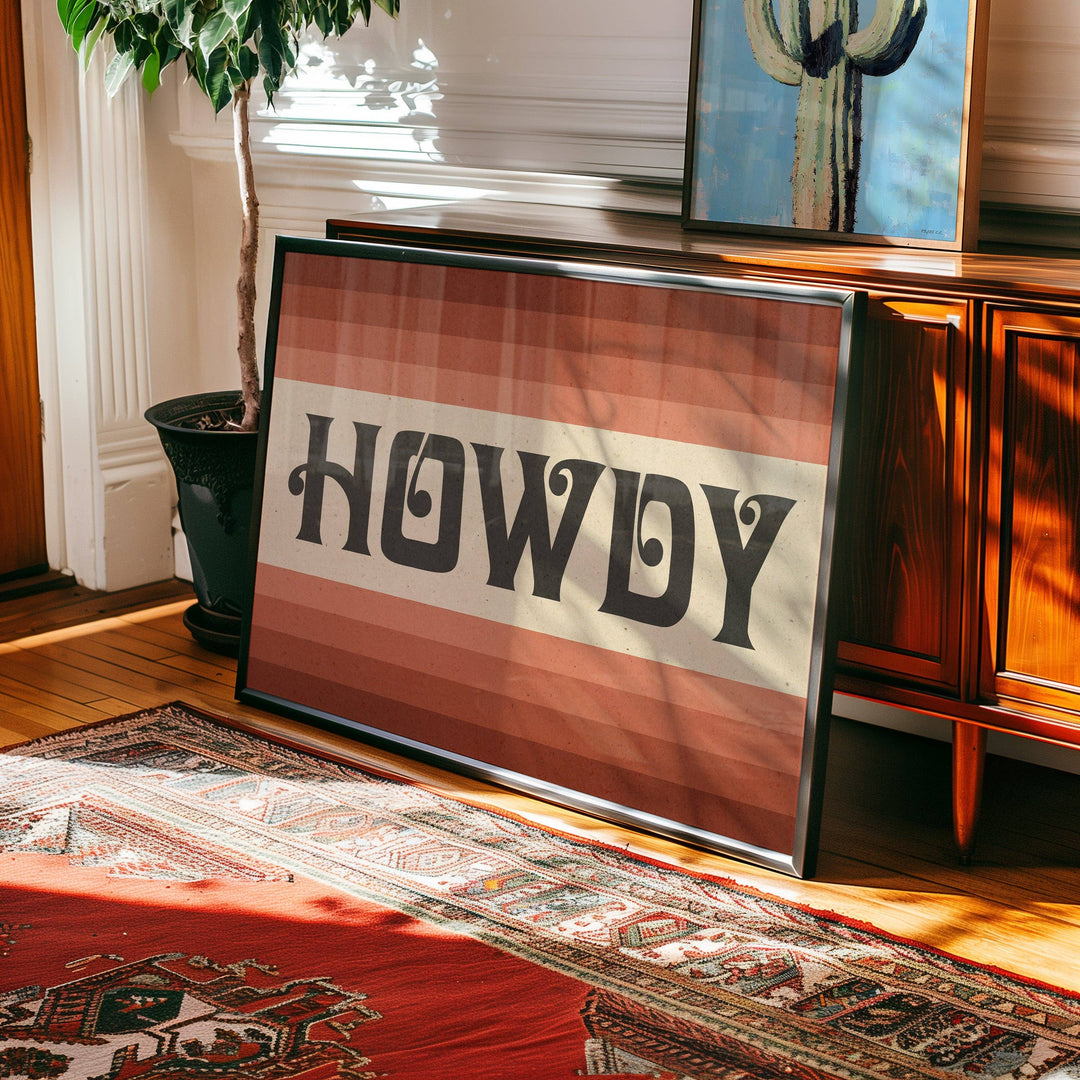 Tejas Country Club - Howdy Art Print Poster Monochromatic Ombre Rust Print (FLAT)
