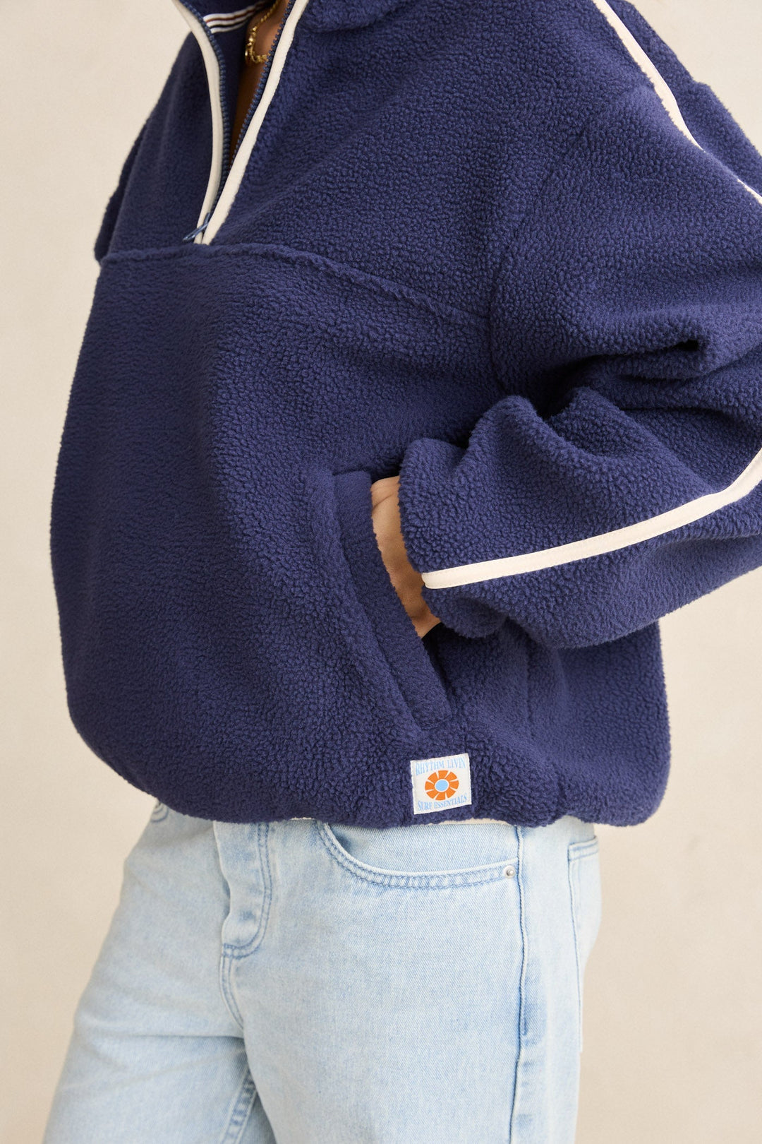 Rhythm Camp Half Zip Sherpa Pullover in Ocean view 6