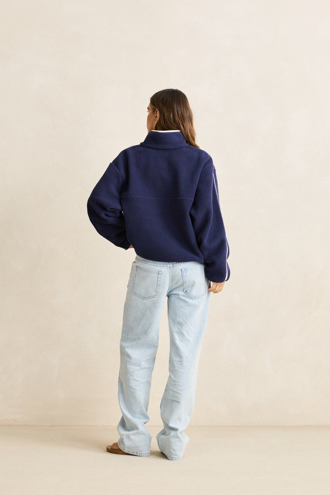 Rhythm Camp Half Zip Sherpa Pullover in Ocean view 7