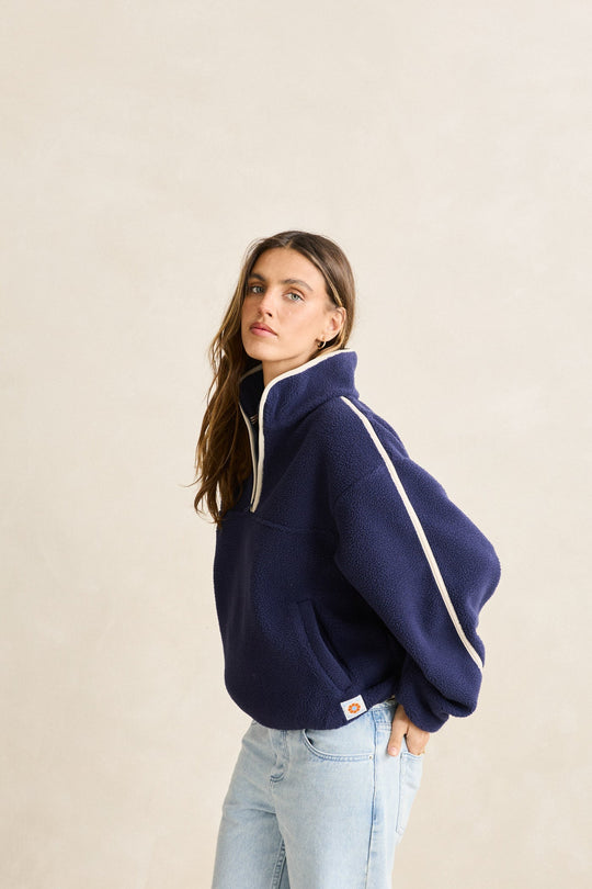 Rhythm Camp Half Zip Sherpa Pullover in Ocean view 4