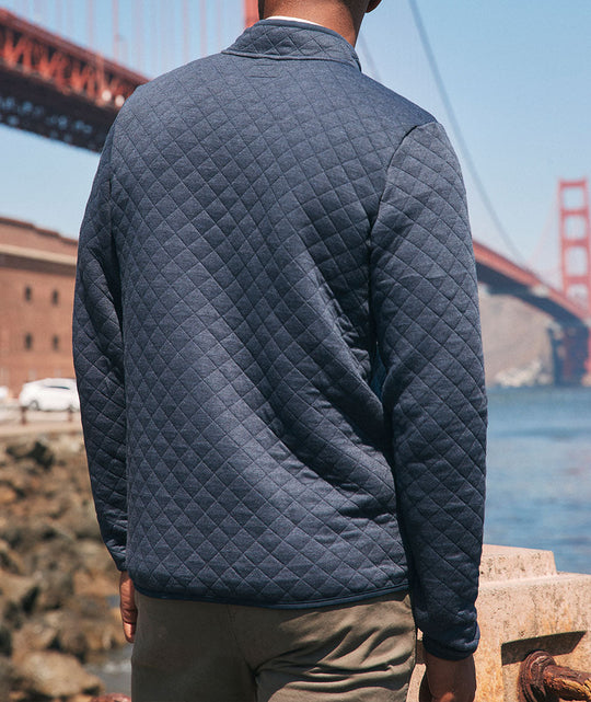 Marine Layer Corbet Full Zip Jacket in Navy, view 2