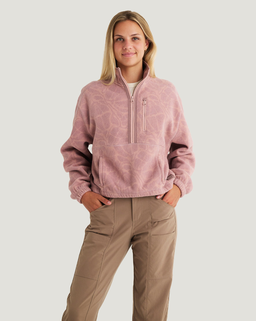 Free Fly Women's Ashridge Fleece Half Zip in Cosmic Bloom Plum