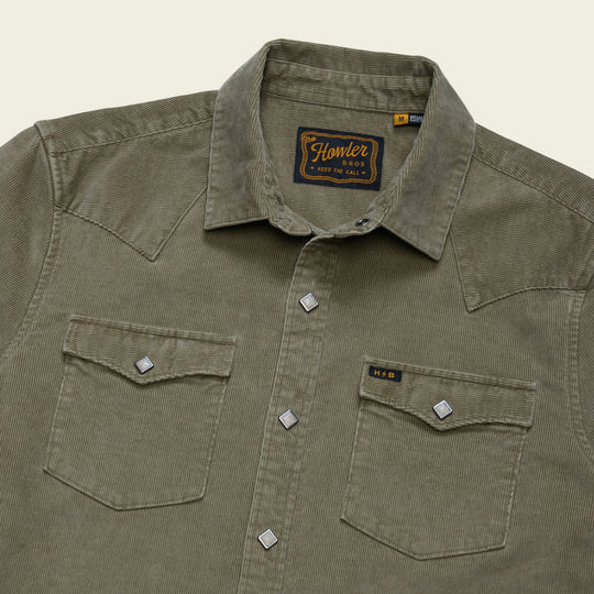 Banning Corduroy Snapshirt - Aloe - angle