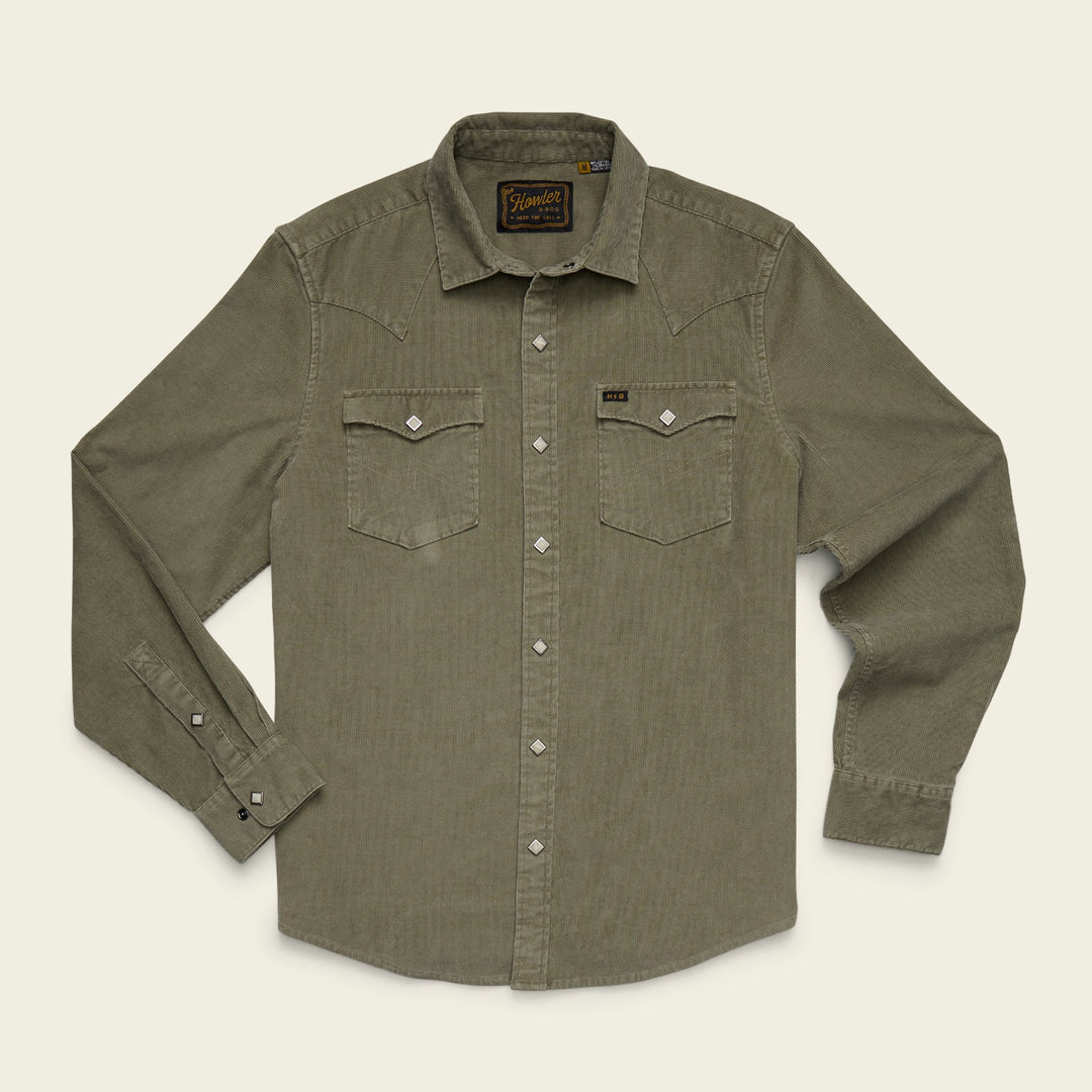 Banning Corduroy Snapshirt - Aloe - front
