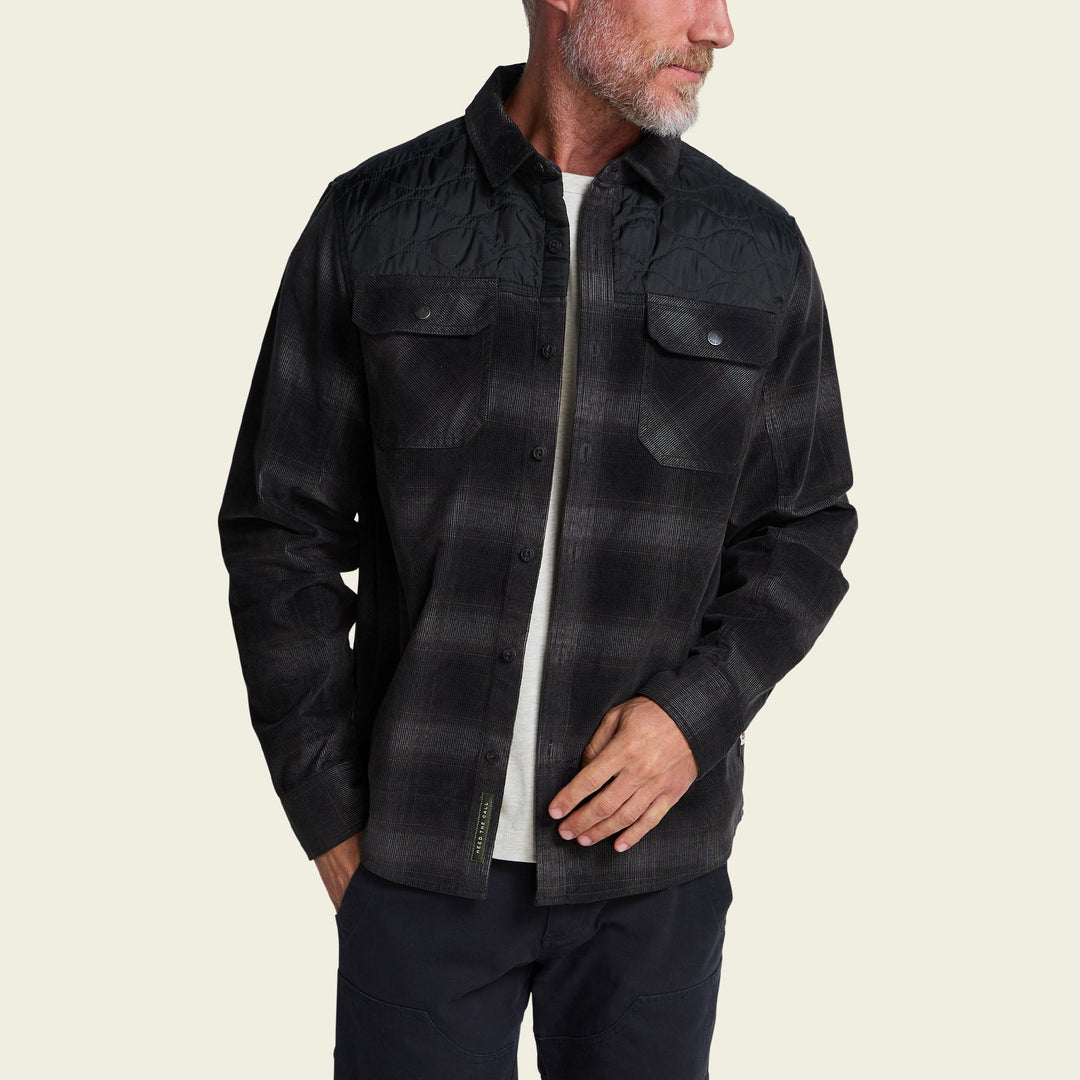 Quintana Quilted Shirt Emmett Plaid Nightshade on model front