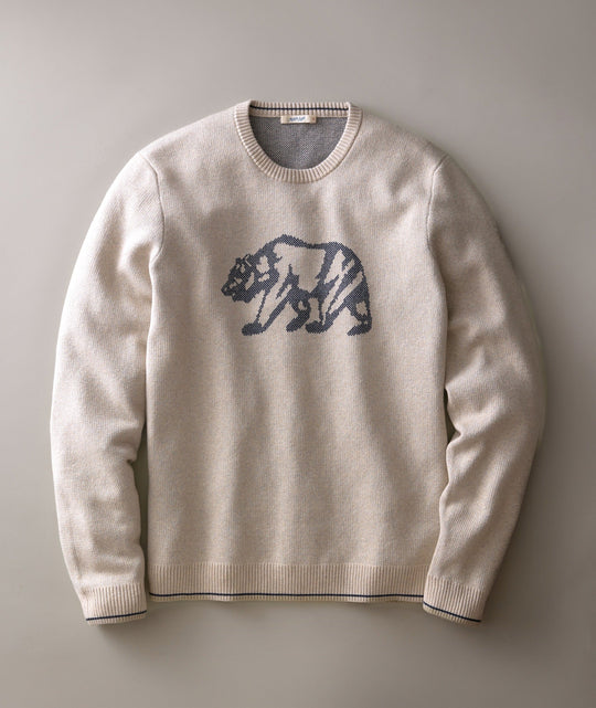 Marine Layer Varsity Intarsia Crew Sweater in Oatmeal, front