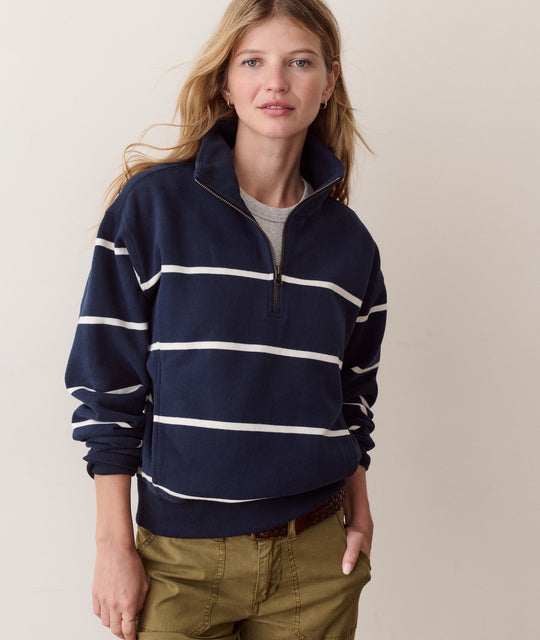 Cloud 9 Fleece Half Zip in Twilight &amp; Cream Stripe