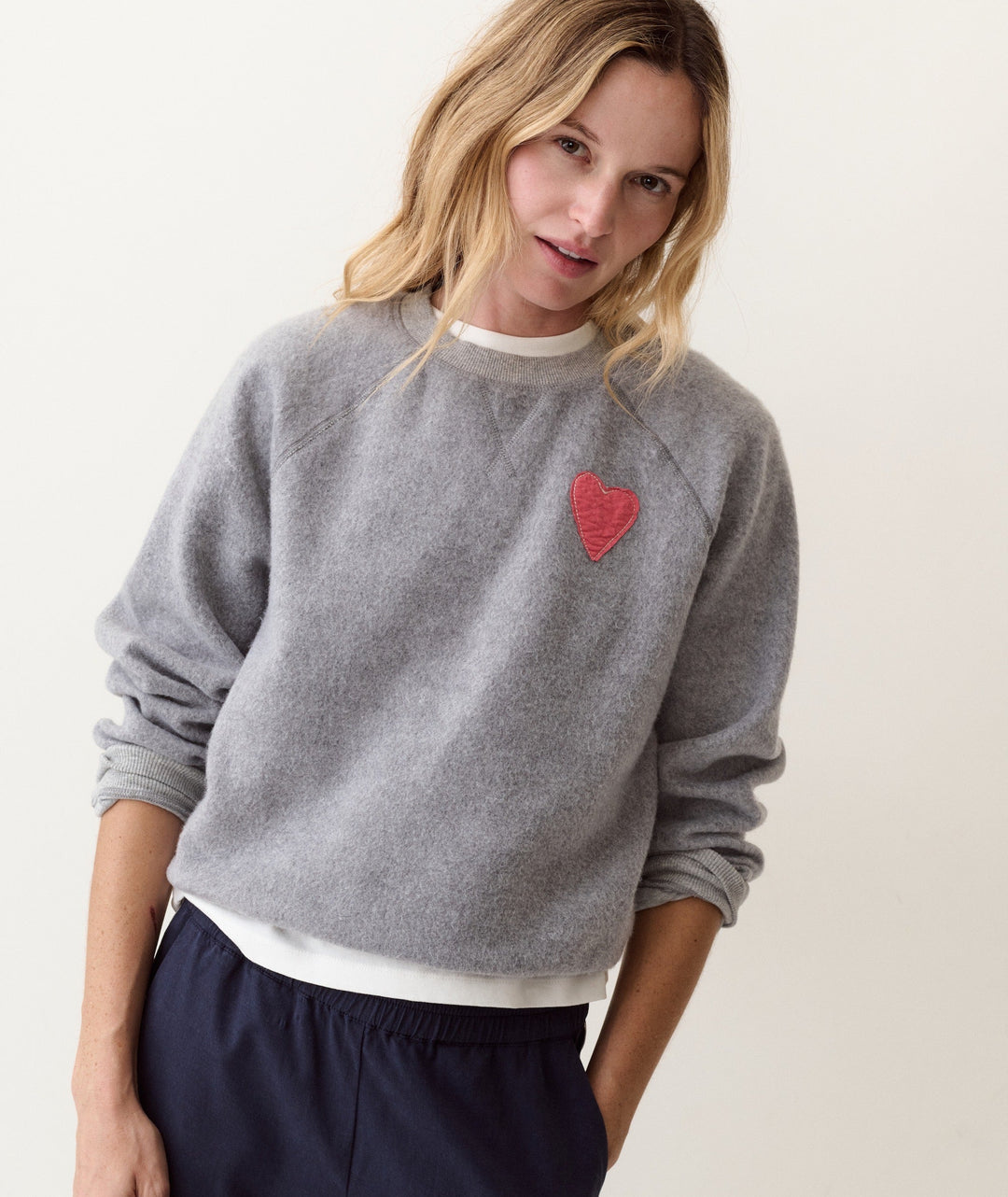 Marine Layer Cloud 9 Fleece Reversible Crewneck in Heather Grey, view 3