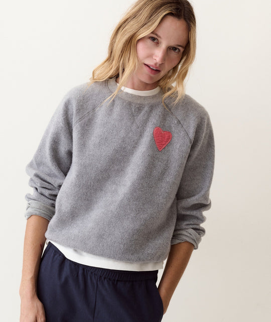 Marine Layer Cloud 9 Fleece Reversible Crewneck in Heather Grey, view 3