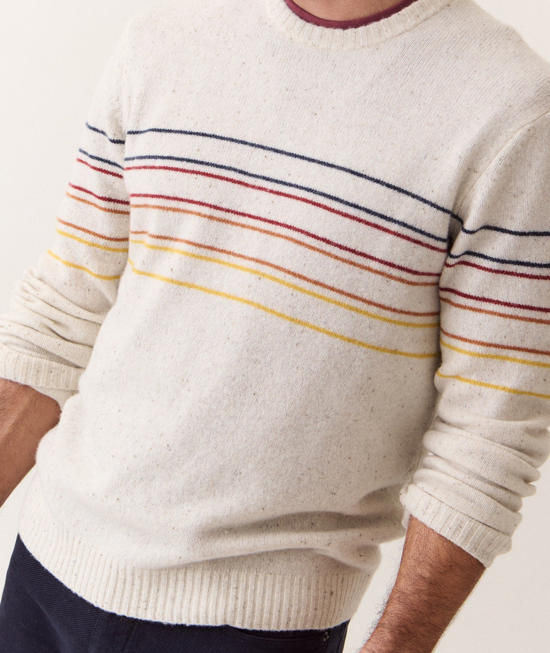 Marine Layer Merino Crew Sweater in Snowhill Sunset Stripe, view 3