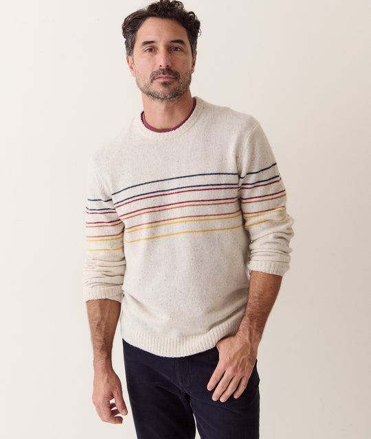 Marine Layer Merino Crew Sweater in Snowhill Sunset Stripe, view 2
