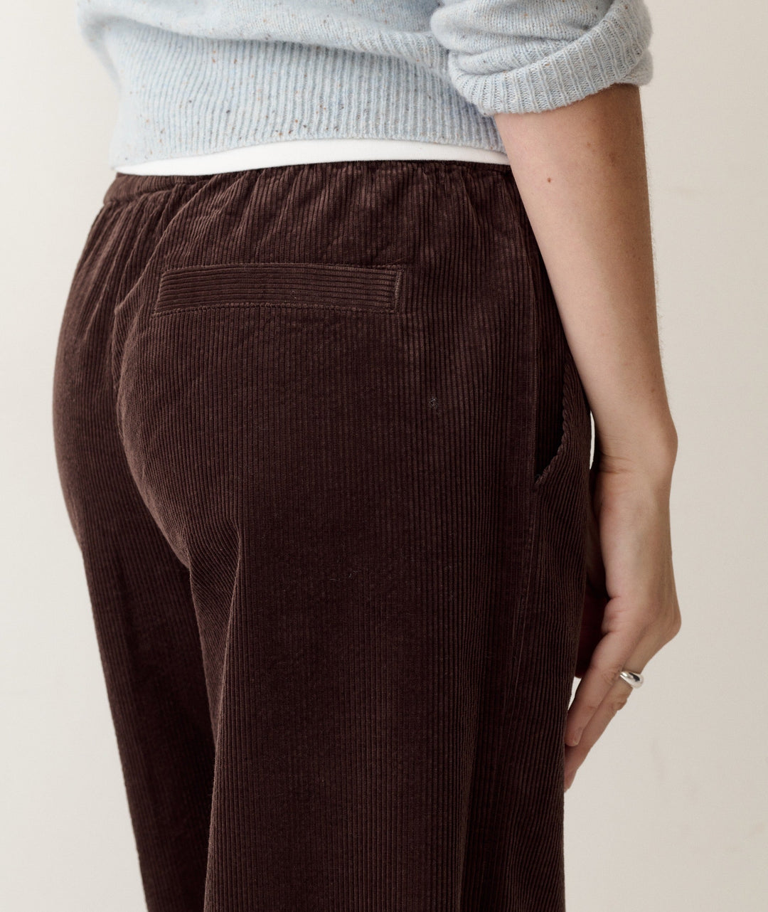 Marine Layer Allison Corduroy Trouser in Dark Chocolate, front