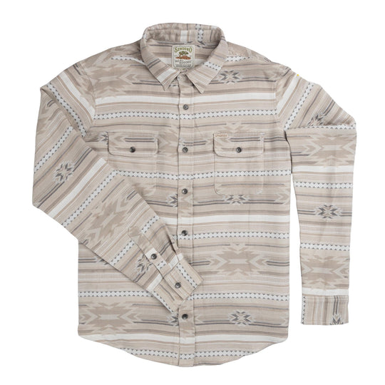 Boquillas Long Sleeve Shirt in Mesilla Chevron- Limestone