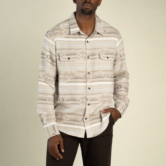 Boquillas Long Sleeve Shirt in Mesilla Chevron- Limestone