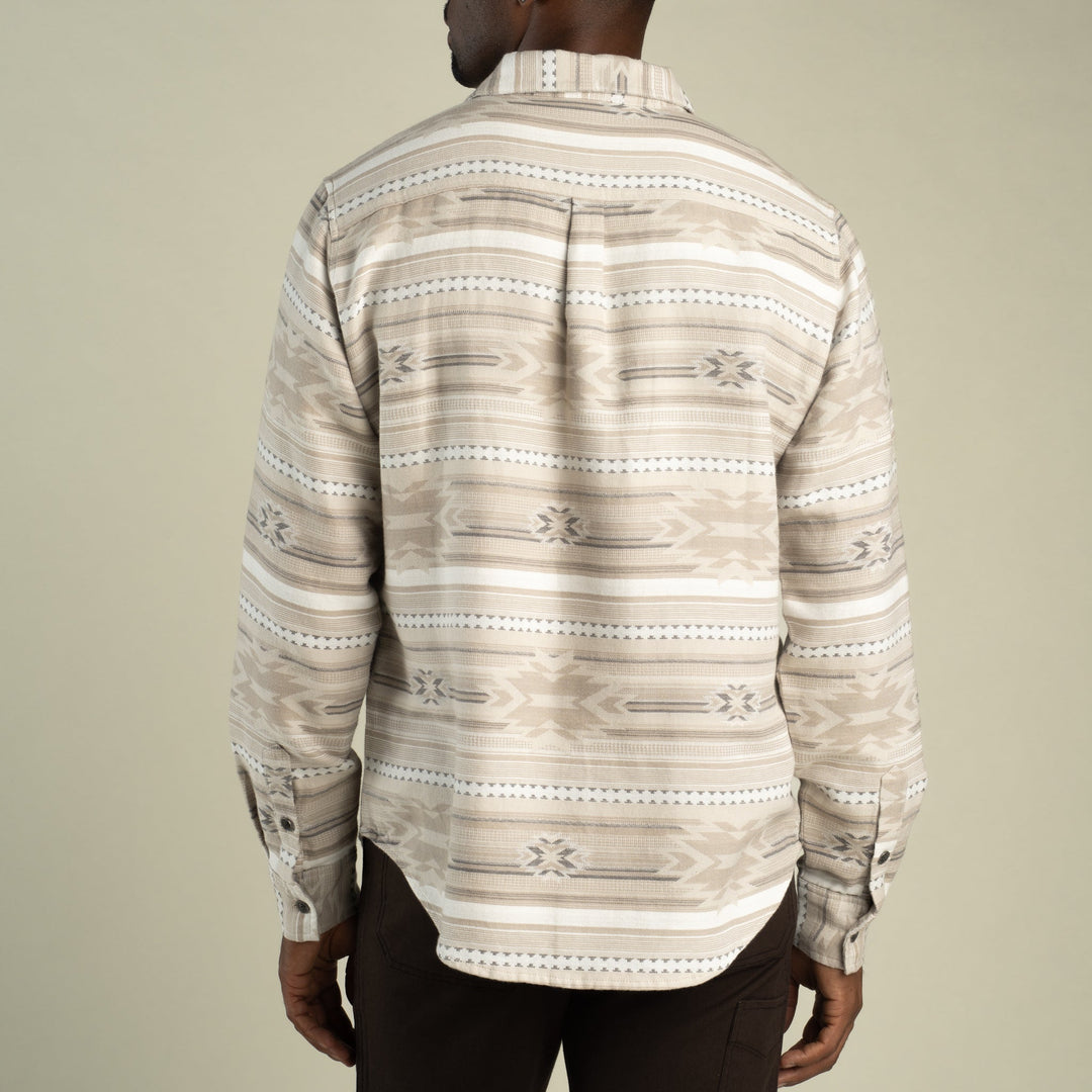 Boquillas Long Sleeve Shirt in Mesilla Chevron- Limestone