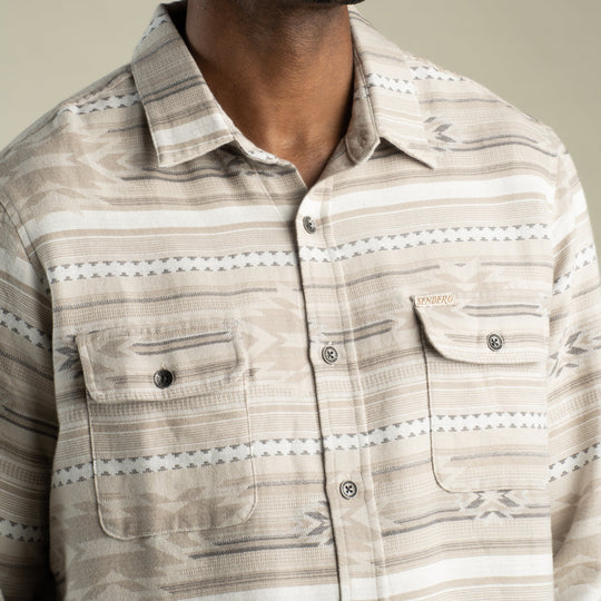 Boquillas Long Sleeve Shirt in Mesilla Chevron- Limestone