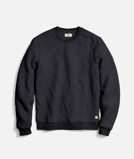 Marine Layer Corbet Quilted Crewneck in Charcoal, front