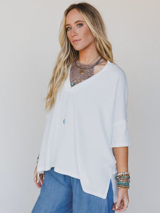 On The Go V Neck Ribbed Essential Tee