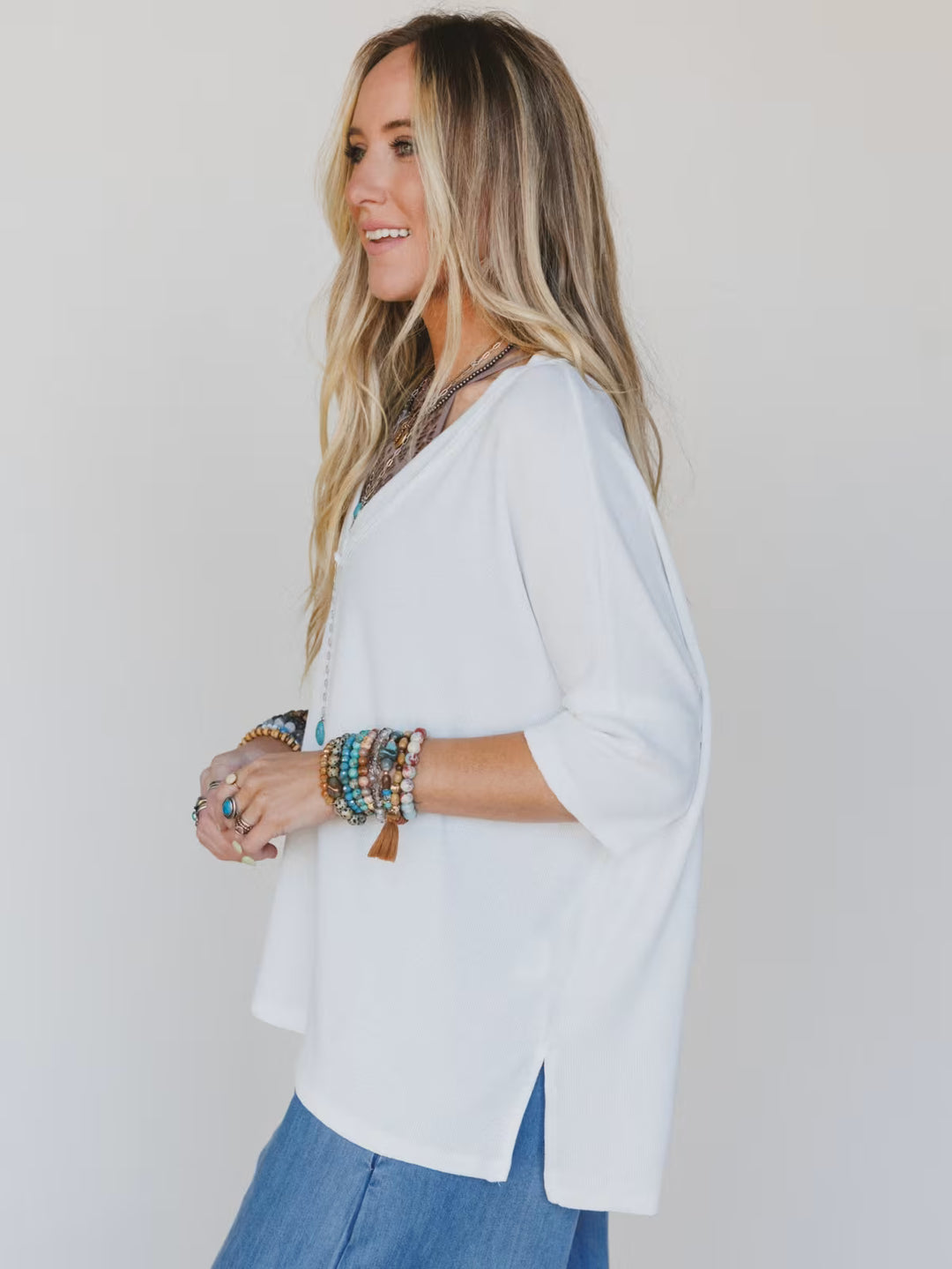 On The Go V Neck Ribbed Essential Tee