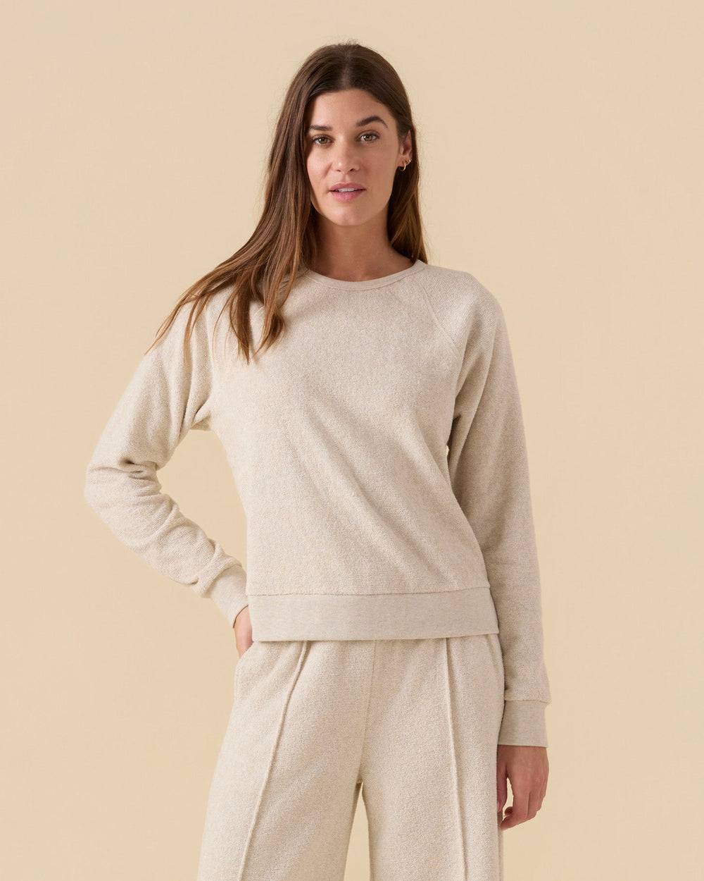 Outerknown Women's Hightide Sweatshirt in Oatmeal Heather, view 2