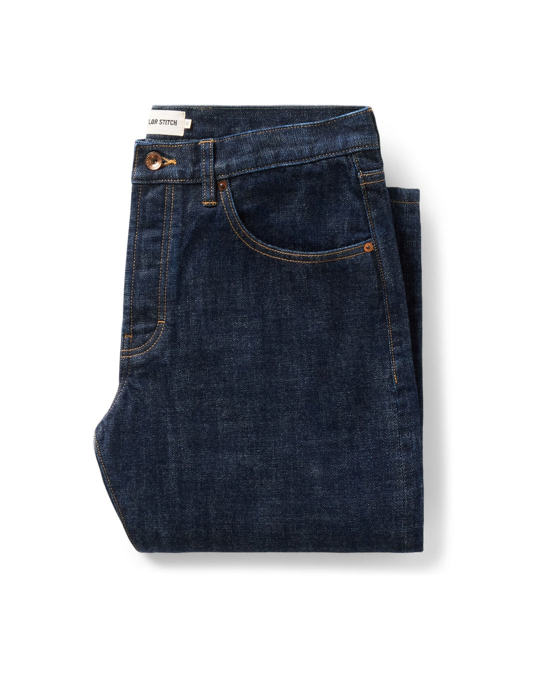 Taylor Stitch The Democratic Jean in Rinsed Organic Selvedge, folded flat lay