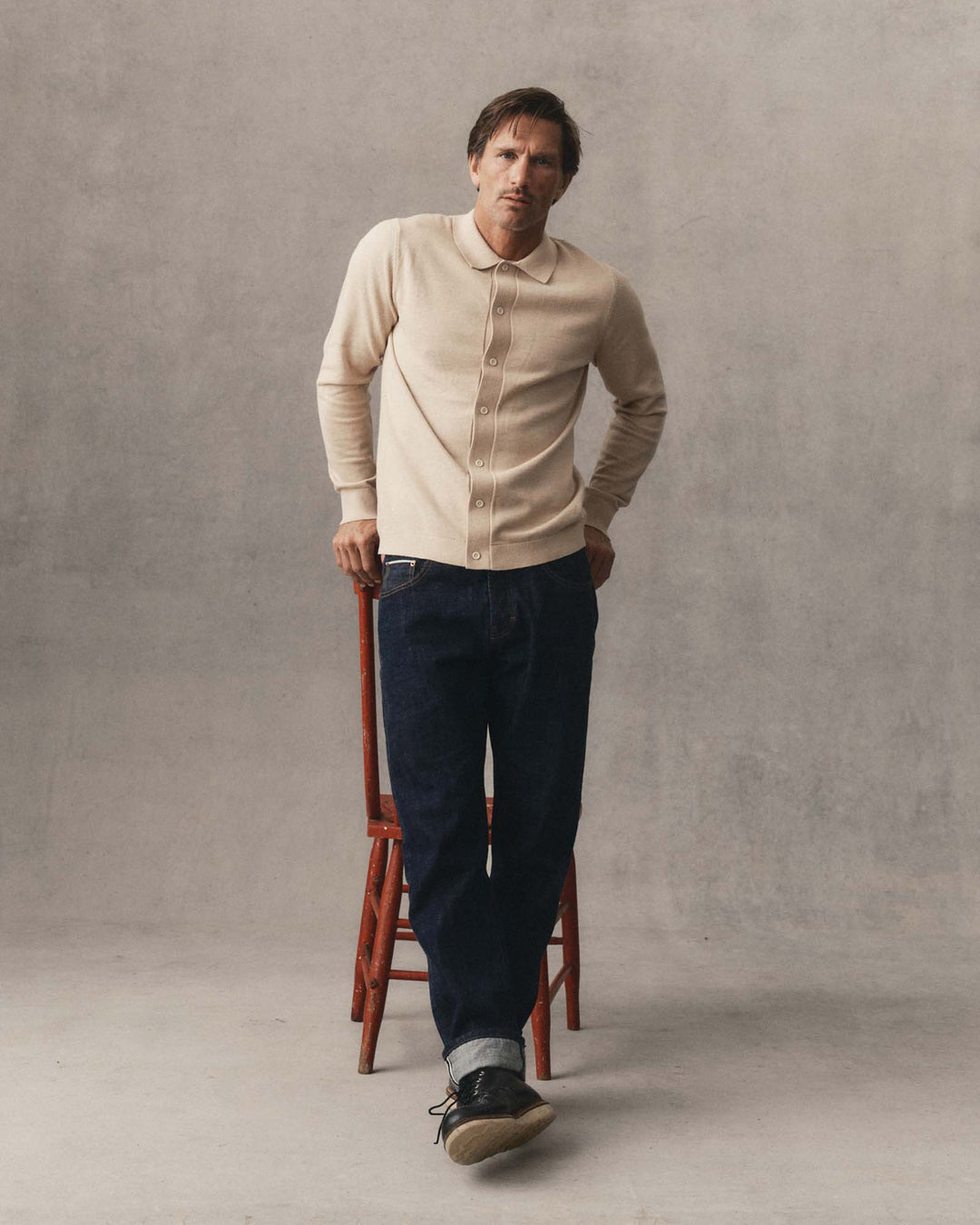 Taylor Stitch The Democratic Jean in Rinsed Organic Selvedge, back