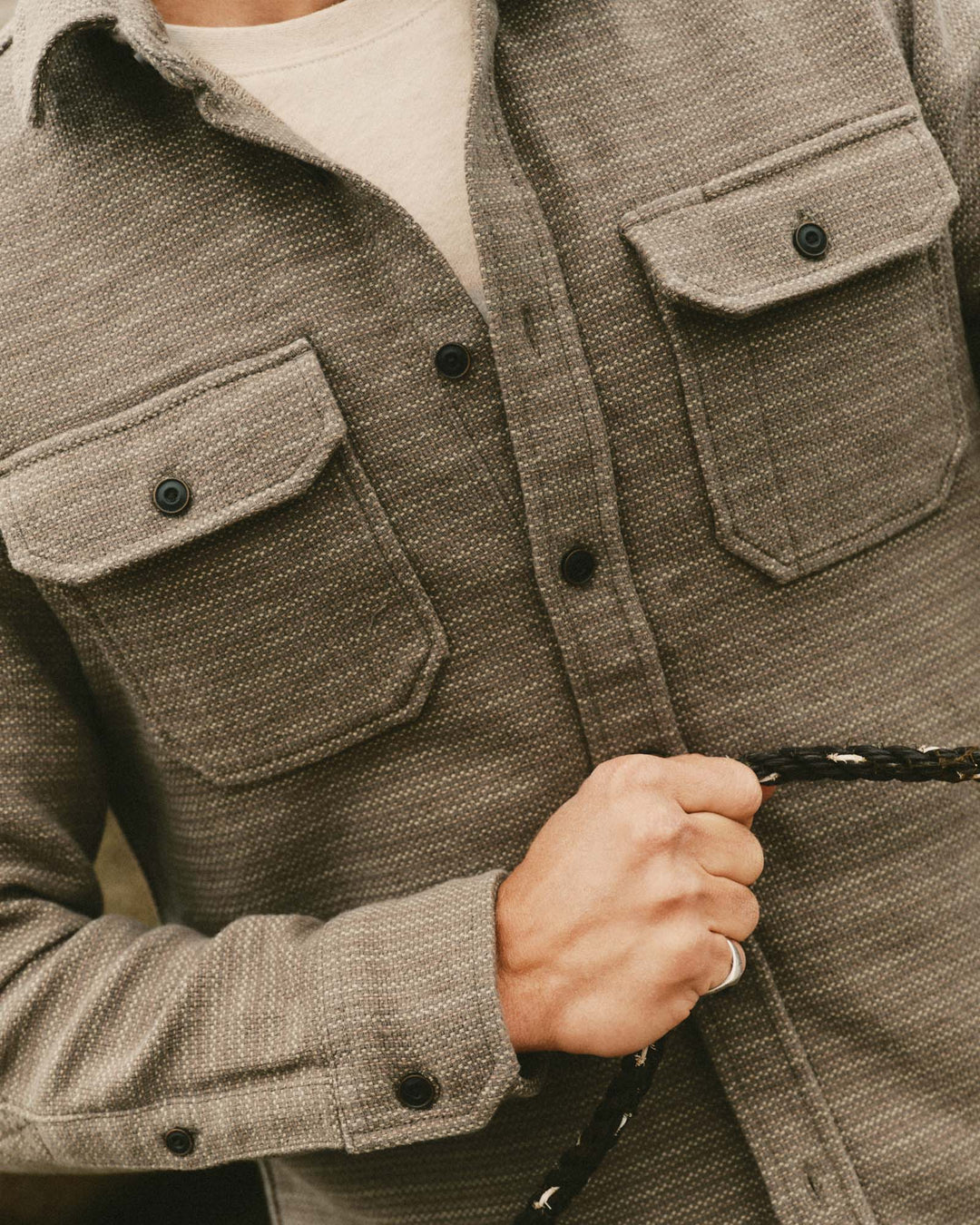 Taylor Stitch The Division Shirt in Cypress, detail