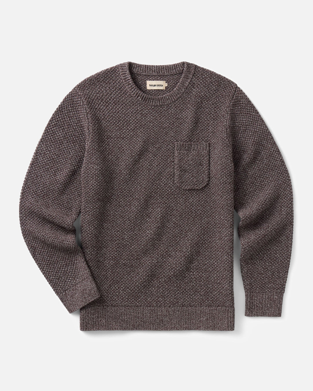 Taylor Stitch The Crawford Crew Sweater in Burgundy Twist, front