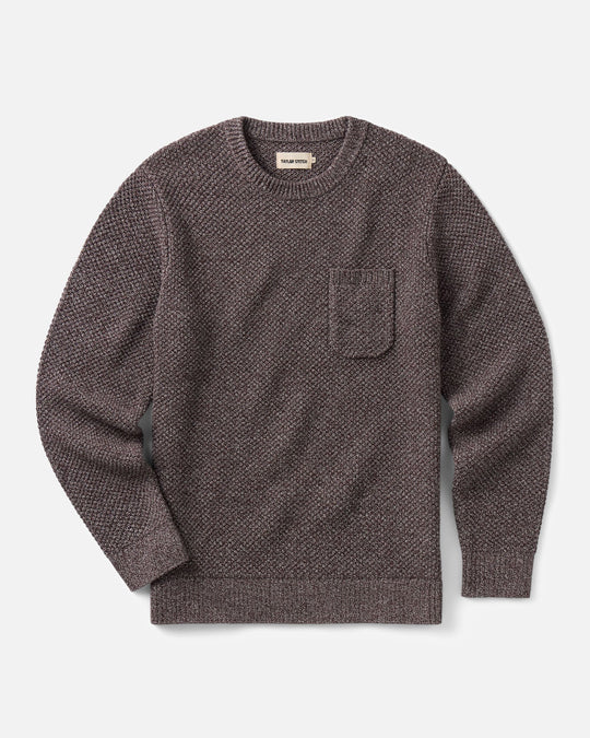 Taylor Stitch The Crawford Crew Sweater in Burgundy Twist, front
