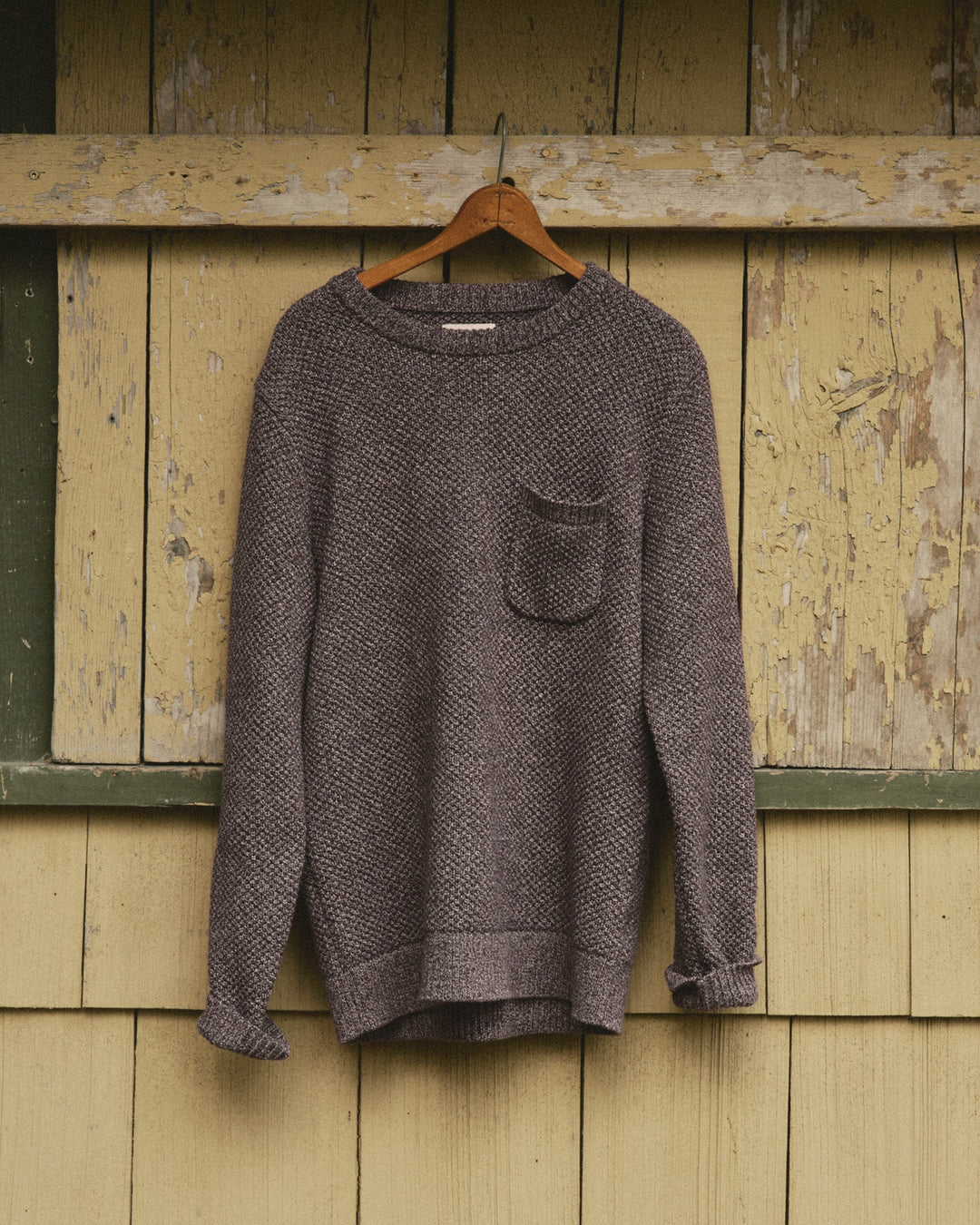 Taylor Stitch The Crawford Crew Sweater in Burgundy Twist, view 3