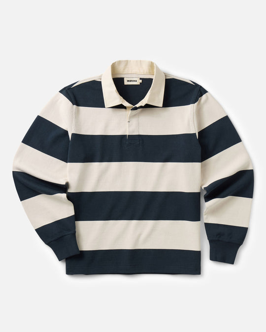 Taylor Stitch The Rugby Shirt in Navy Stripe, front