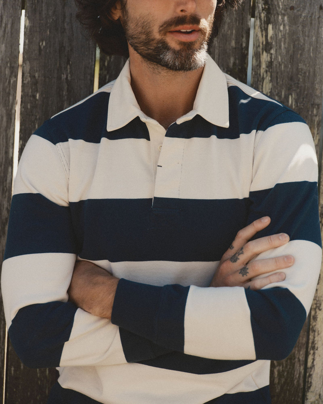 Taylor Stitch The Rugby Shirt in Navy Stripe, view 3