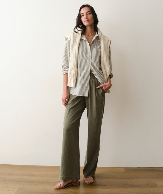 Marine Layer Allison Twill Trouser in Olive, view 4