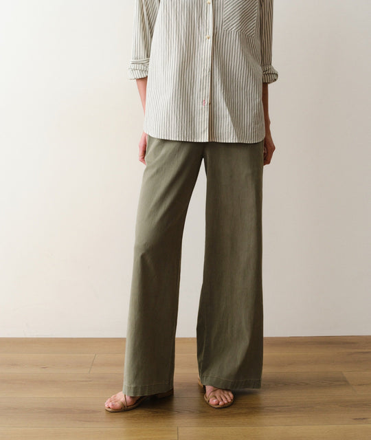 Marine Layer Allison Twill Trouser in Olive, view 3