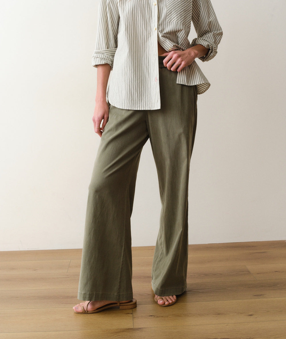Marine Layer Allison Twill Trouser in Olive, view 2
