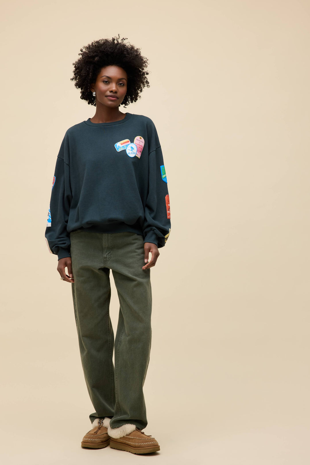 Ski Patch & Pass Collector Oversized Crew Sweatshirt