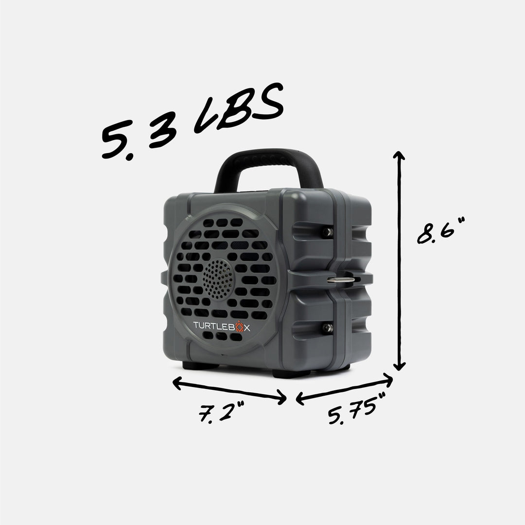Turtlebox Cub in Gray, three-quarter view