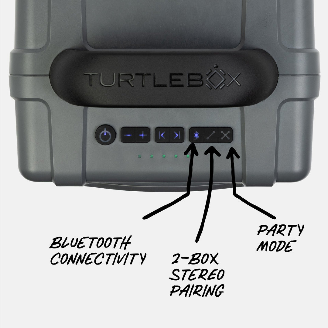 Turtlebox Cub in Gray, touch control detail